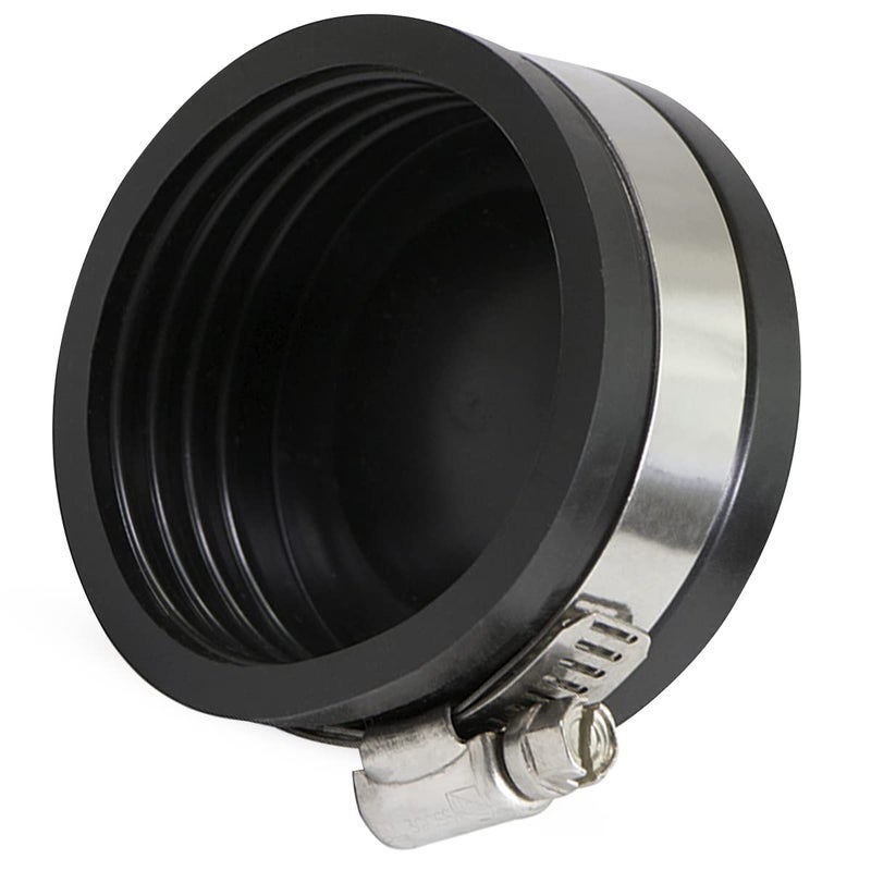 SUPPLYGIANT Supply Giant 39334 Flexible PVC Pipe Cap with Stainless Steel Clamp, 1.9" Inner Diameter for 1-1/2" Nominal Pipe, Black - Image 1